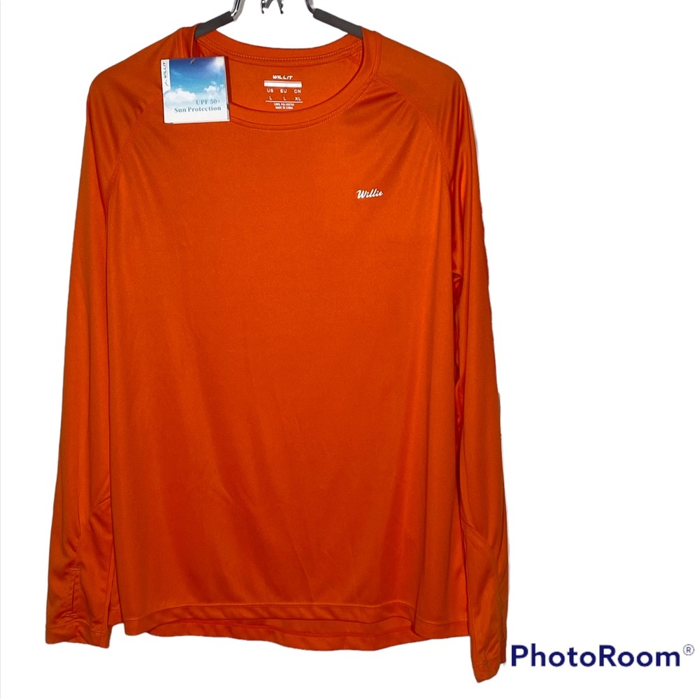 Willit NWT Sun Protection Shirt Long Sleeve UPF +50 Orange L